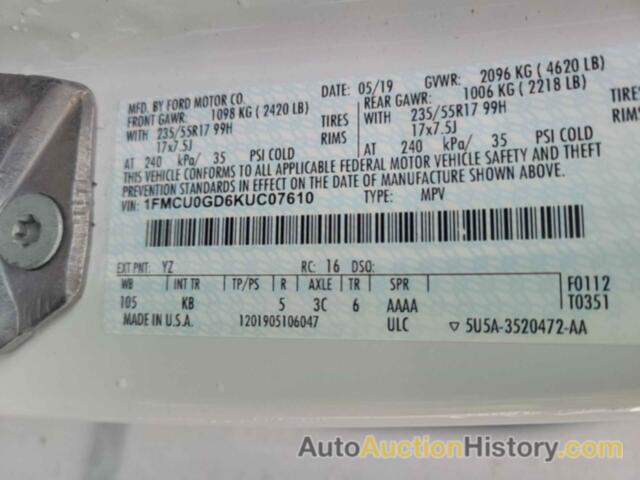 FORD ESCAPE SE, 1FMCU0GD6KUC07610