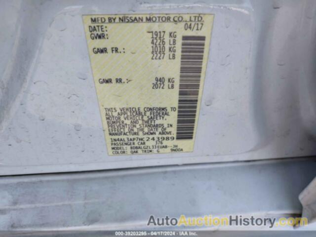 NISSAN ALTIMA 2.5 S, 1N4AL3AP7HC243989