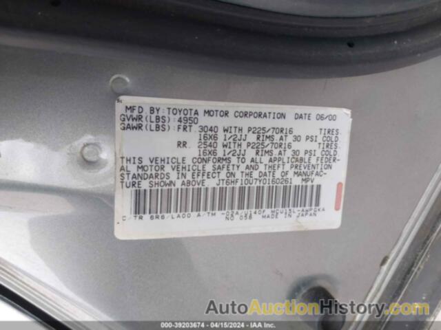 LEXUS RX 300 300, JT6HF10U7Y0160261