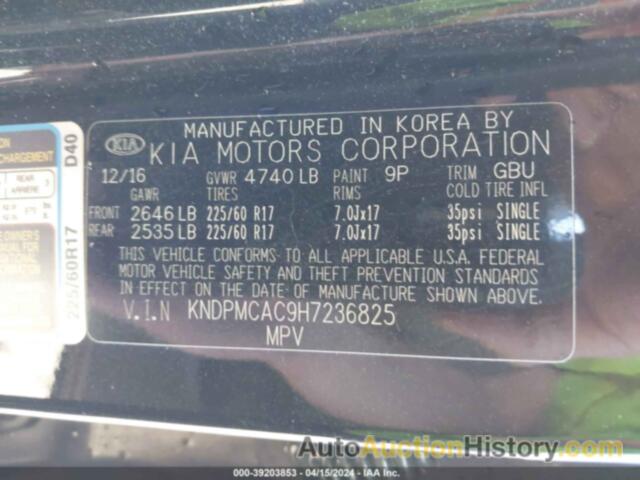 KIA SPORTAGE LX, KNDPMCAC9H7236825