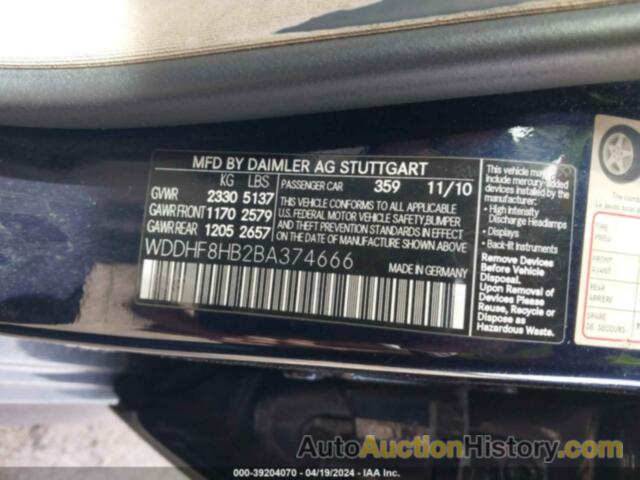 MERCEDES-BENZ E 350 4MATIC, WDDHF8HB2BA374666