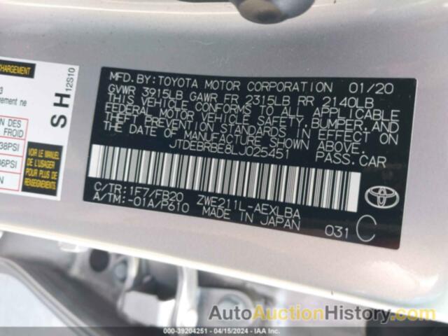 TOYOTA COROLLA HYBRID LE, JTDEBRBE8LJ025451