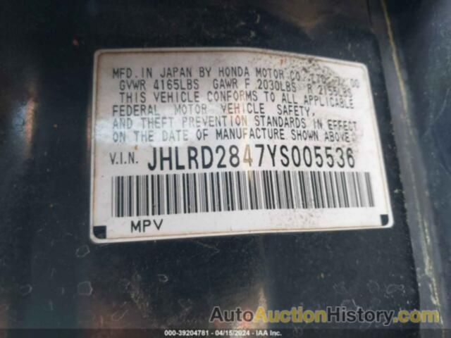 HONDA CR-V LX, JHLRD2847YS005536