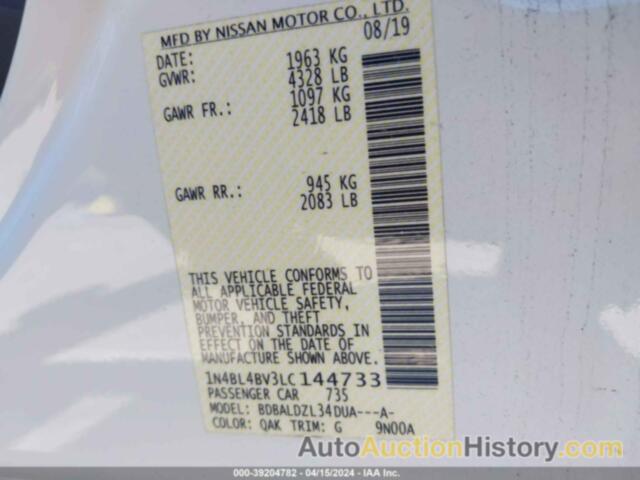 NISSAN ALTIMA S FWD, 1N4BL4BV3LC144733