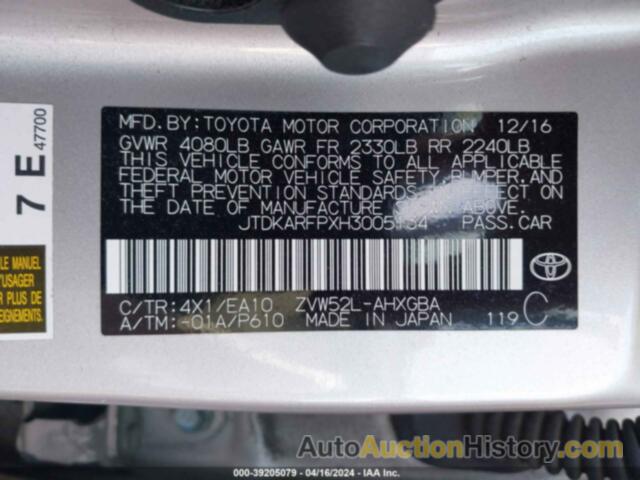 TOYOTA PRIUS PRIME PREMIUM, JTDKARFPXH3005134