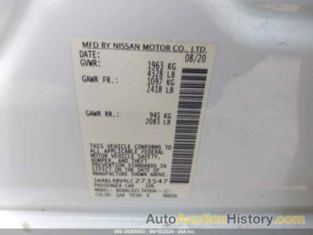 NISSAN ALTIMA S FWD, 1N4BL4BV4LC273547