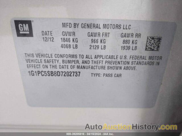 CHEVROLET CRUZE 1LT AUTO, 1G1PC5SB8D7202737