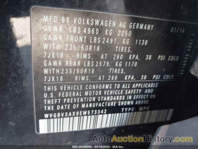 VOLKSWAGEN TIGUAN SE, WVGBV3AX9EW573342