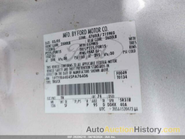 FORD RANGER EDGE/STX/XLT, 1FTYR44E45PA76406