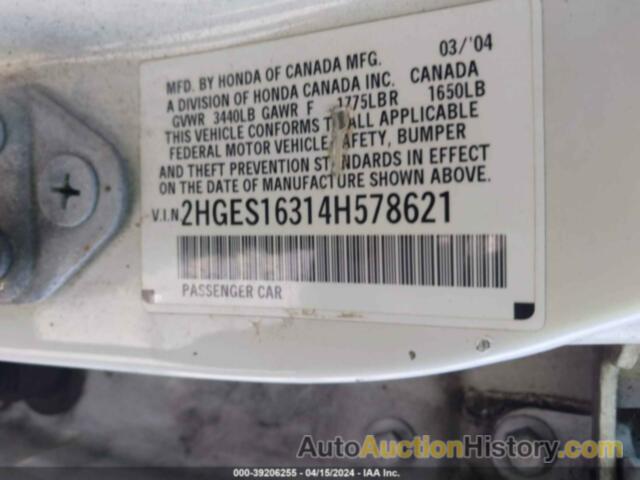 HONDA CIVIC VP, 2HGES16314H578621