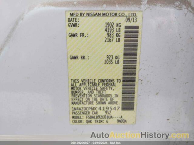 NISSAN LEAF S, 1N4AZ0CP6DC419547