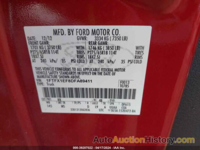 FORD F150 SUPER CAB, 1FTFX1EF8DFA89411