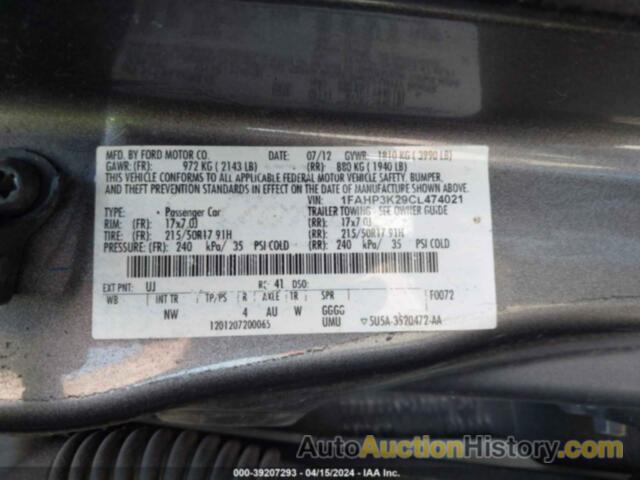 FORD FOCUS SE, 1FAHP3K29CL474021