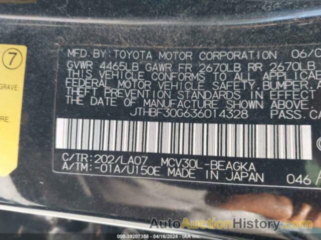 LEXUS ES 300, JTHBF30G636014328