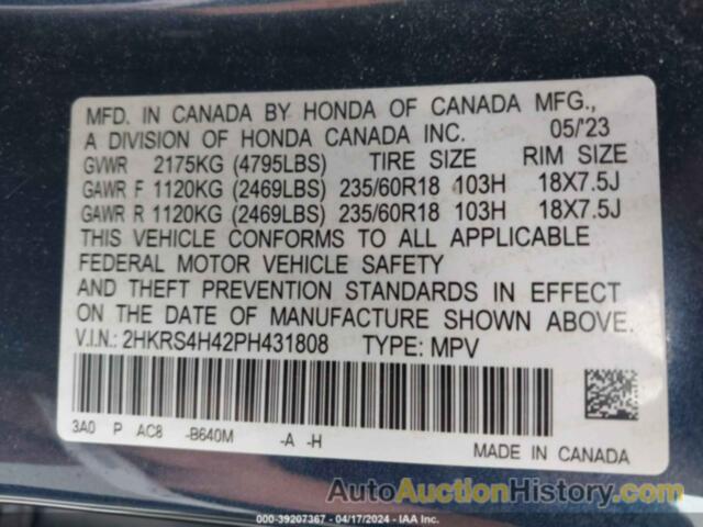 HONDA CR-V EX AWD, 2HKRS4H42PH431808