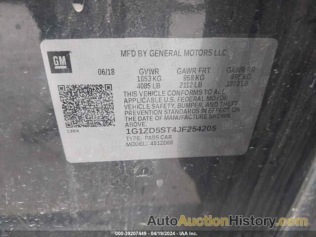 CHEVROLET MALIBU LT, 1G1ZD5ST4JF254205