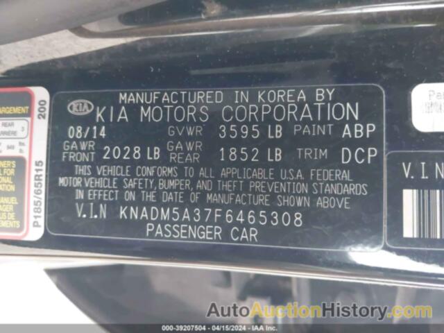 KIA RIO LX, KNADM5A37F6465308