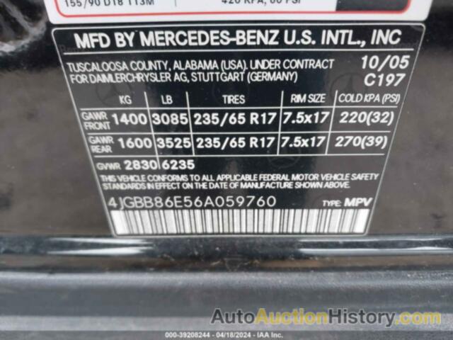 MERCEDES-BENZ ML 350 4MATIC, 4JGBB86E56A059760