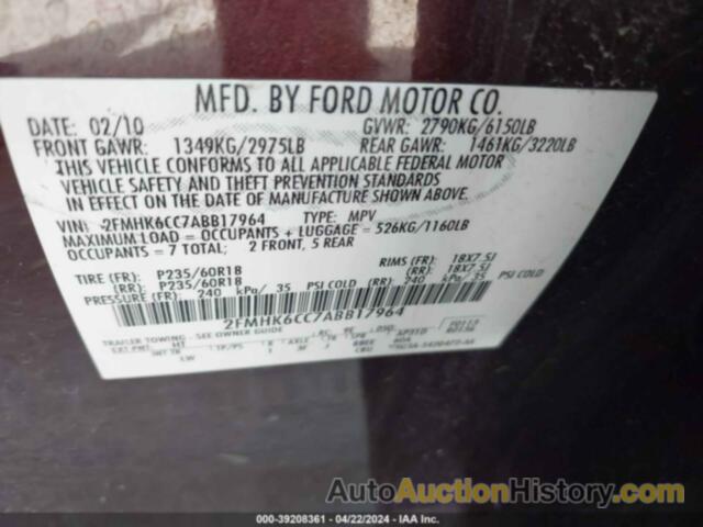 FORD FLEX SEL, 2FMHK6CC7ABB17964