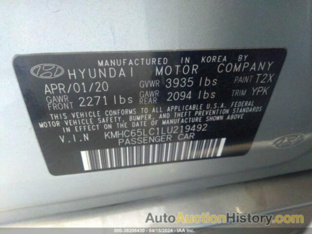 HYUNDAI IONIQ HYBRID BLUE, KMHC65LC1LU219492