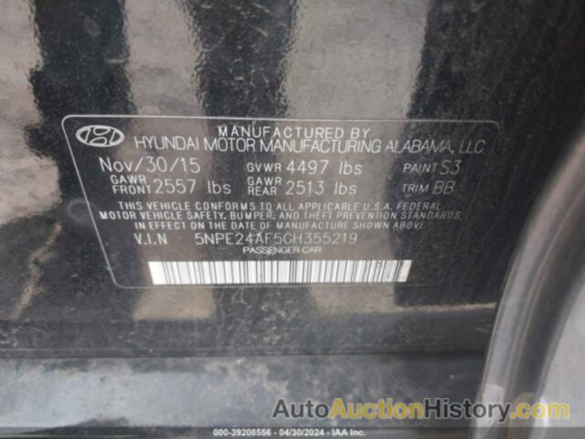 HYUNDAI SONATA SE, 5NPE24AF5GH355219