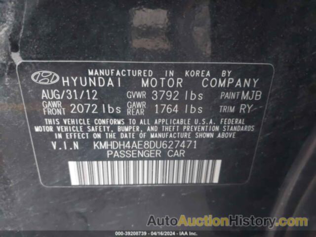 HYUNDAI ELANTRA GLS/LIMITED, KMHDH4AE8DU627471