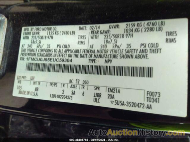 FORD ESCAPE TITANIUM, 1FMCU0J95EUC59304