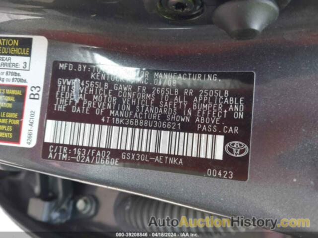 TOYOTA AVALON XL, 4T1BK36B88U306621