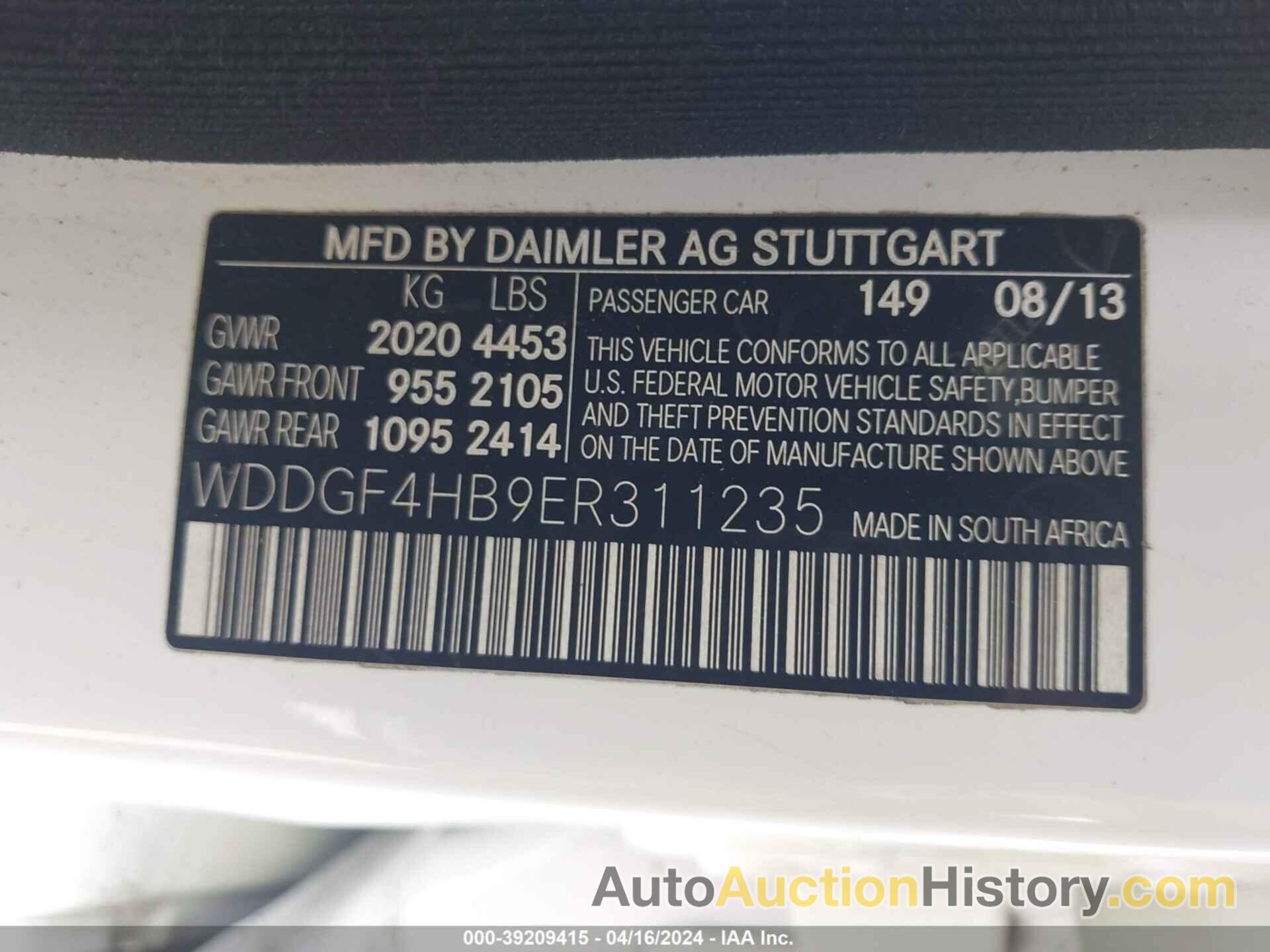 MERCEDES-BENZ C 250 LUXURY/SPORT, WDDGF4HB9ER311235