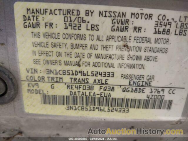 NISSAN SENTRA 1.8S, 3N1CB51D96L524333