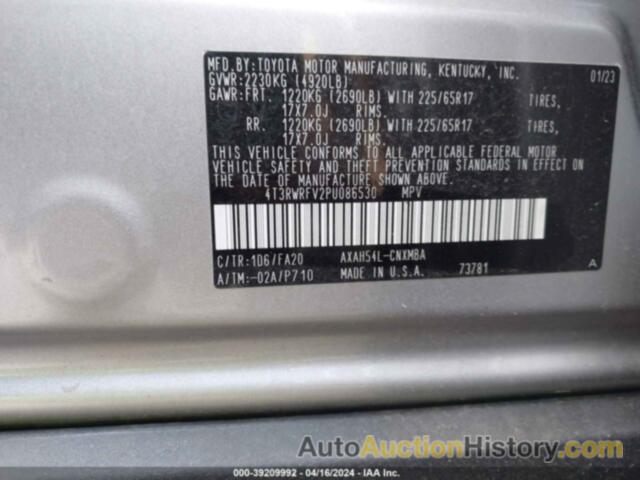 TOYOTA RAV4 XLE HYBRID, 4T3RWRFV2PU086530