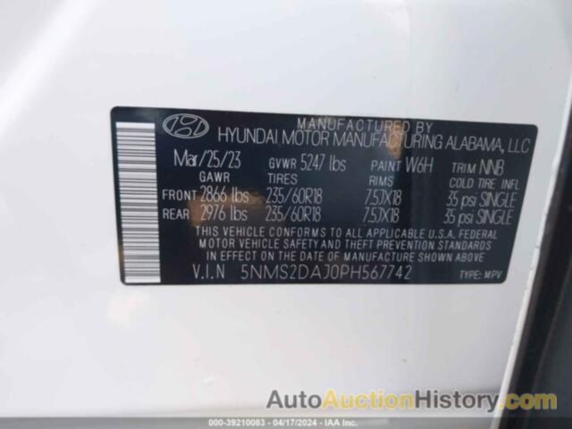 HYUNDAI SANTA FE SEL, 5NMS2DAJ0PH567742