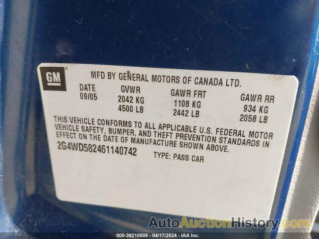 BUICK LACROSSE CXL, 2G4WD582461140742