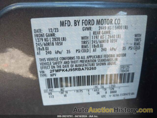 FORD EDGE SEL, 2FMPK4J95RBA70260