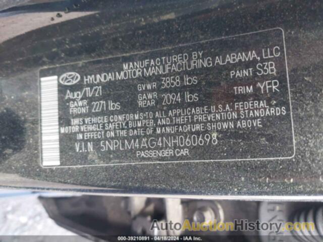 HYUNDAI ELANTRA SEL, 5NPLM4AG4NH060698