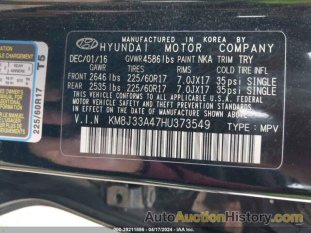 HYUNDAI TUCSON LIMITED/SPORT AND ECO/SE, KM8J33A47HU373549