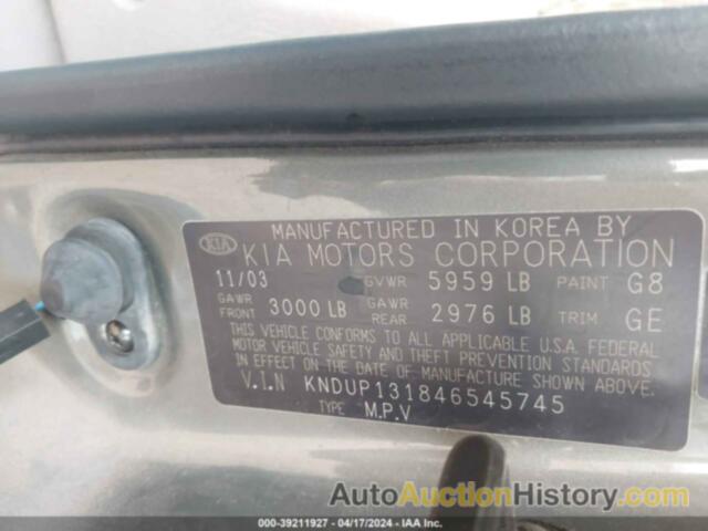 KIA SEDONA EX/LX, KNDUP131846545745