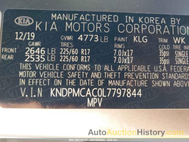 KIA SPORTAGE LX, KNDPMCAC0L7797844