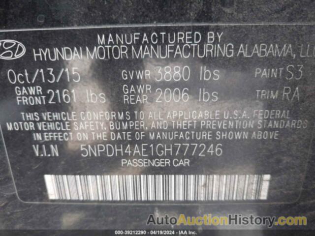 HYUNDAI ELANTRA SE, 5NPDH4AE1GH777246