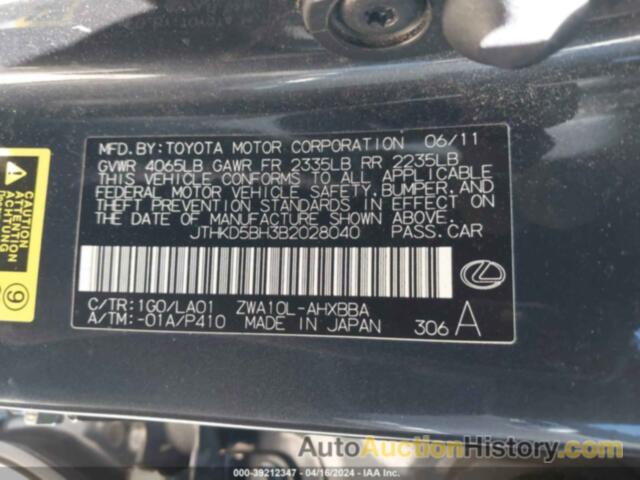 LEXUS CT 200, JTHKD5BH3B2028040