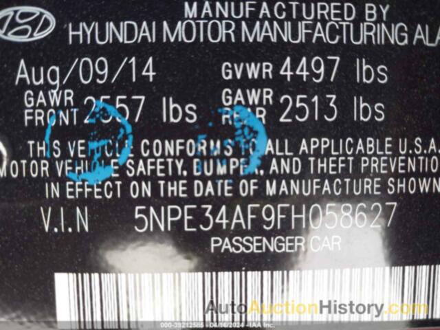 HYUNDAI SONATA LIMITED, 5NPE34AF9FH058627