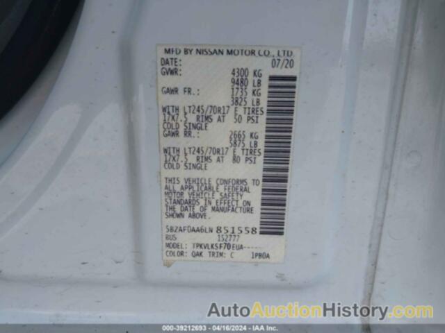 NISSAN NV PASSENGER NV3500 HD SL, 5BZAF0AA6LN851558