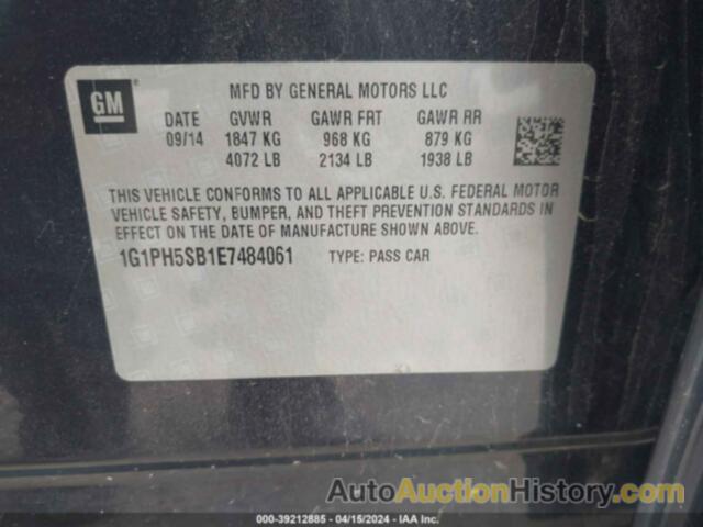 CHEVROLET CRUZE ECO AUTO, 1G1PH5SB1E7484061