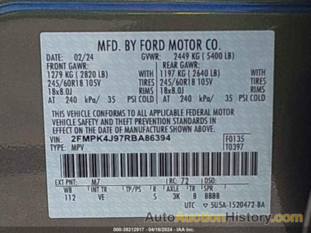 FORD EDGE SEL, 2FMPK4J97RBA86394