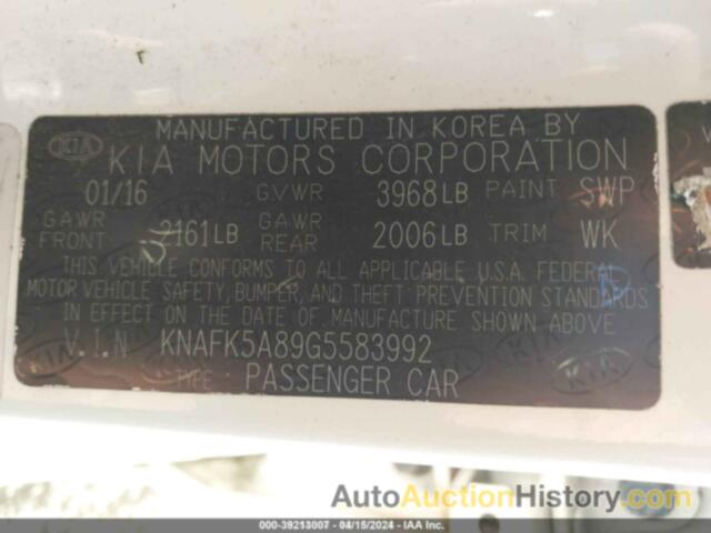 KIA FORTE LX, KNAFK5A89G5583992