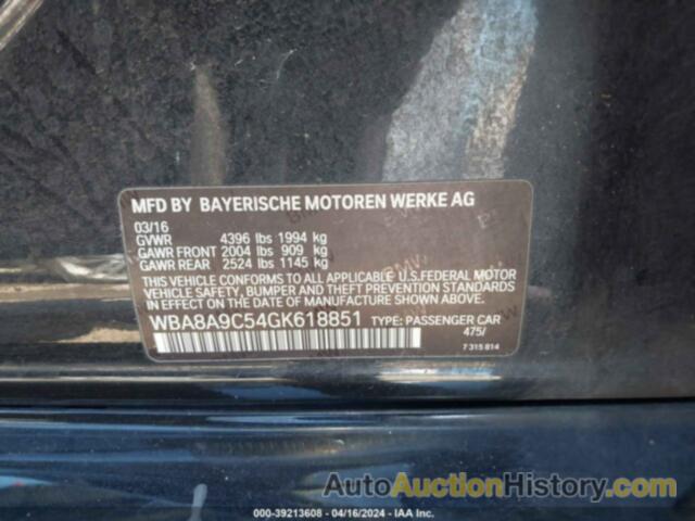 BMW 320 I, WBA8A9C54GK618851