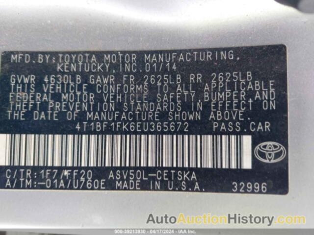 TOYOTA CAMRY SE, 4T1BF1FK6EU365672