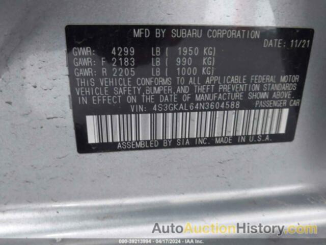 SUBARU IMPREZA SPORT, 4S3GKAL64N3604588