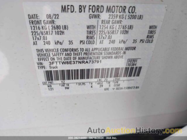 FORD MAVERICK XL, 3FTTW8E37NRA73791