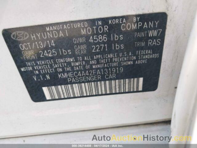 HYUNDAI SONATA HYBRID LIMITED, KMHEC4A42FA131919